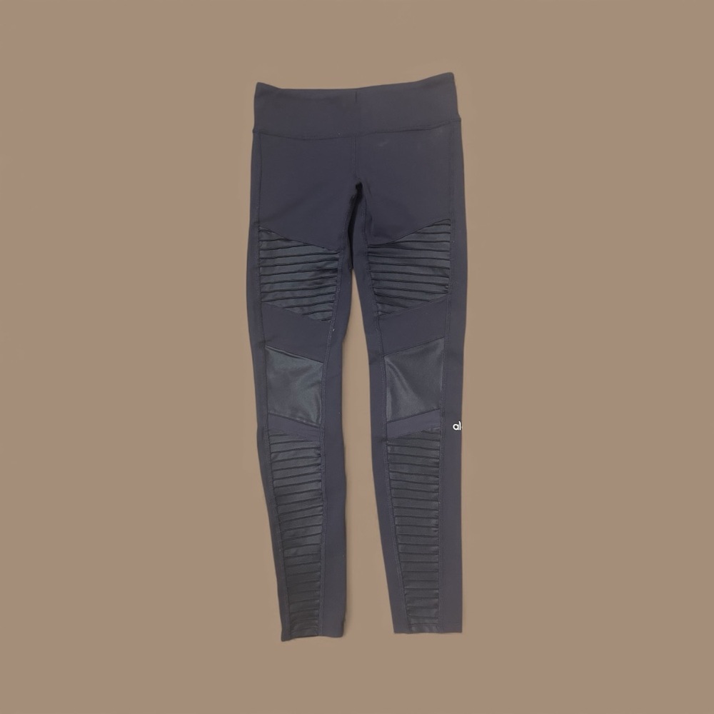 ALO Yoga Navy Blue High-Waist Moto Leggings - Picture 3 of 4